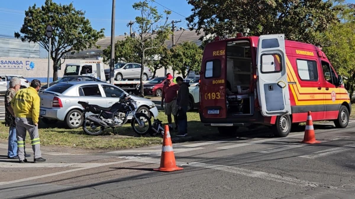 Motociclista se fere em acidente na Von Zuben