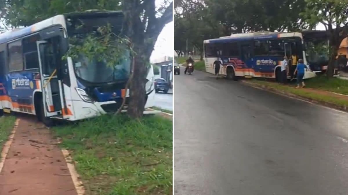 Ônibus desgovernado causa acidente em Ribeirão Preto