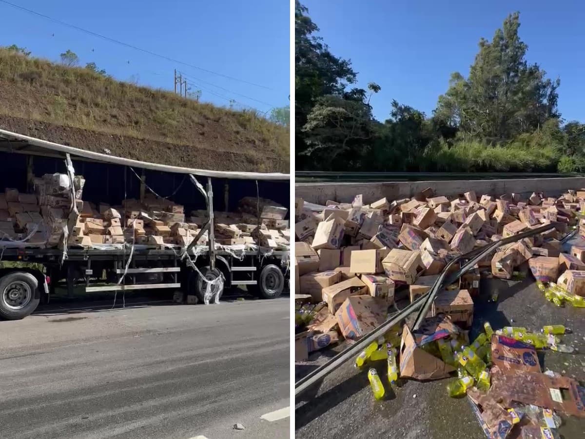 Detergente cai de caminhão e interdita rodovia em Morungaba