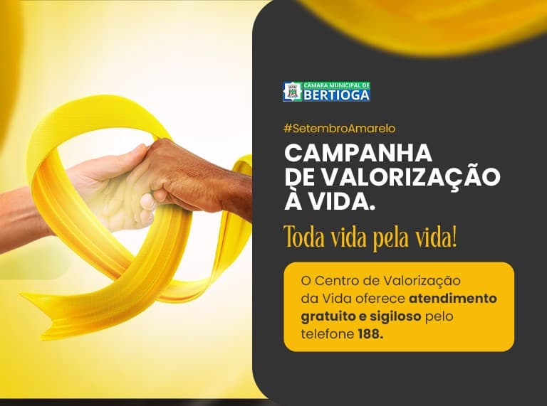 Câmara de Bertioga marca Setembro Amarelo